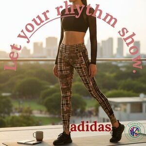Adidas Her Studio London XS Leggings – Patchwork & Checkered Print, Rare Designe